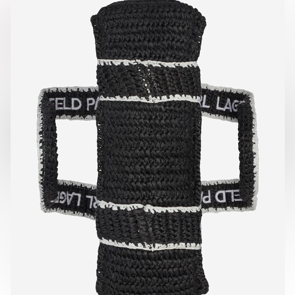 Karl Lagerfeld Paris Antivibes Straw Logo Strap Tote EUC - Picture 4 of 15
